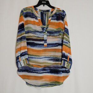 SANDRA INGRISH s/i STUDIO, Bright Multi-Color Sheer Chiffon Pullover Top; Size M